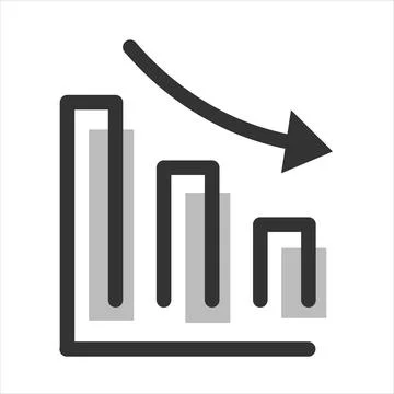 Growing graph, bar chart, Flat icon isolated on the white background, flat de Stock Illustration