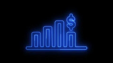 Growing graph blue neon animated stock footage Stock Footage 323343794