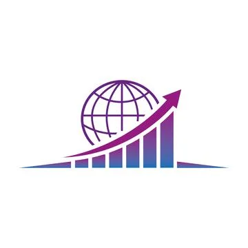 Growing graph with earth purple gradient vector Stock Illustration