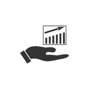 Growing graph holding by hand icon flat Illustrazione stock