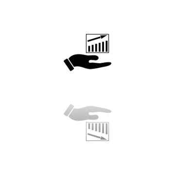 Growing graph holding by hand icon flat Illustrazione stock