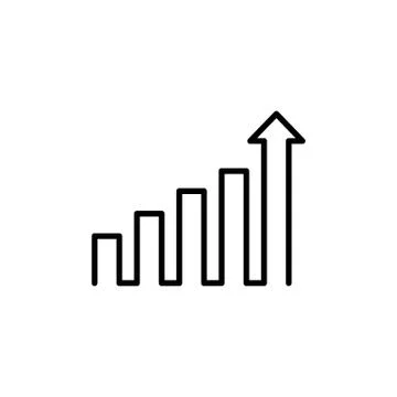 Growing graph icon in black. Chart with an upward trend arrow. Economy concep Stock Illustration