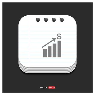 Growing graph icon  Gray icon on Notepad Style template Vector EPS 10 Free Ic Illustrazione stock