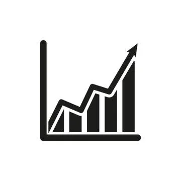 The growing graph icon. Growth and up symbol. Flat Stock Illustration