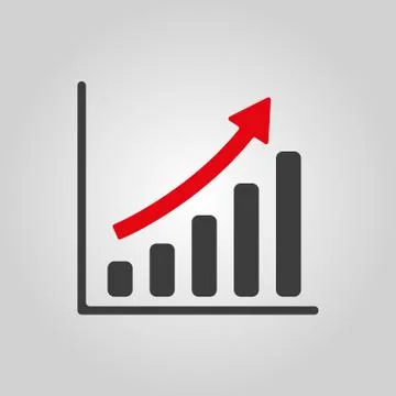 The growing graph icon. Progress symbol. Flat Stock Illustration