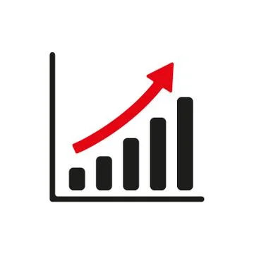 The growing graph icon. Progress symbol. Flat Stock Illustration