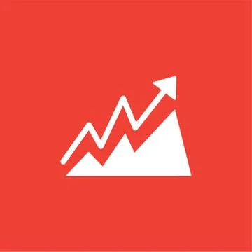 Growing Graph Icon On Red Background. Red Flat Style Vector Illustration Stock Illustration