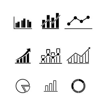 Growing graph icon set. Growth chart icon. Growing bar graph Stock Illustration