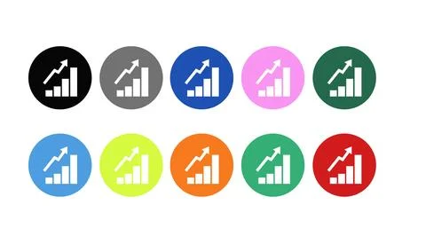Growing Graph Icon Set. Stock Illustration