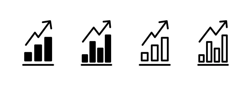 Growing graph Icon vector illustration. Chart sign and symbol. diagram icon Illustrazione stock