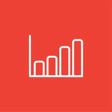Growing Graph Line Icon On Red Background. Red Flat Style Vector Illustration Stock Illustration