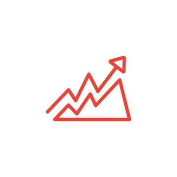 Growing Graph Line Red Icon On White Background. Red Flat Style Vector Stock Illustration