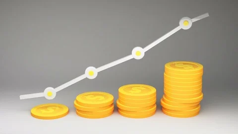 Growing graph, modern coins Stock Footage 72945005