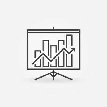 Growing graph presentation linear icon Stock Illustration