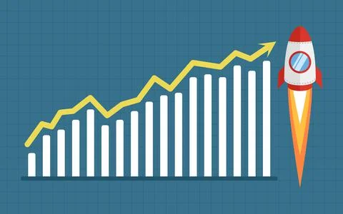 Growing graph rocket vector illustration 스톡 일러스트