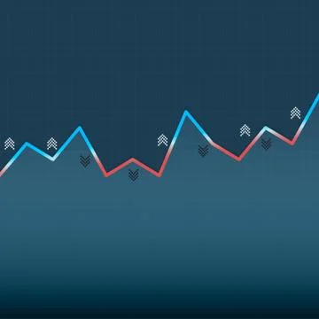 Growing graph with shadows and arrows on dark blue background. Eps10 vector file Stock Illustration