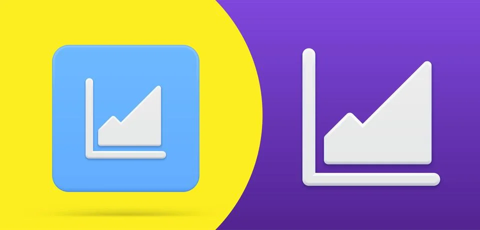 Growing graph simple 3d icon button set vector illustration. Symbol of anal.. Illustrazione stock