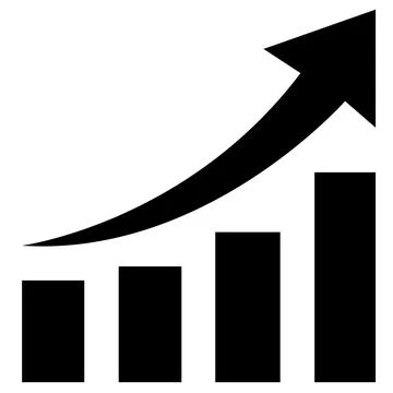 Growing graph symbol. Arrow graph. Finance bar chart. Increase progress Vector Stock Illustration