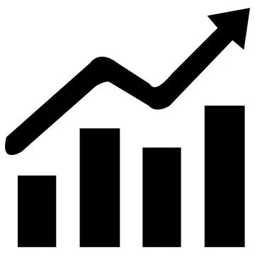 Growing graph symbol. Arrow graph. Finance bar chart. Increase progress Vector Stock Illustration