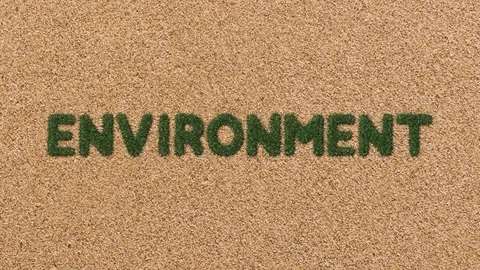 Growing Grass Environment Text with Sand Background Stock Footage 101977532