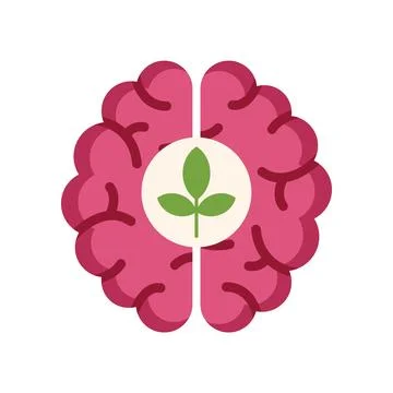 Growing green plant inside human brain symbolizing new ideas Stock Illustration