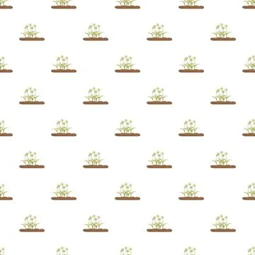 Growing green plants repeating pattern on white background Illustrazione stock
