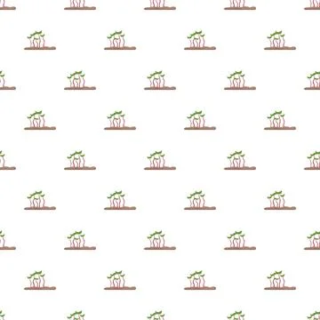 Growing green plants seamless pattern producing natural ecosystem Illustrazione stock