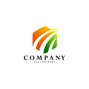 Growing hexagon logo design vector Stock Illustration