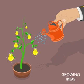 Growing ideas flat isometric vector concept. Stock Illustration