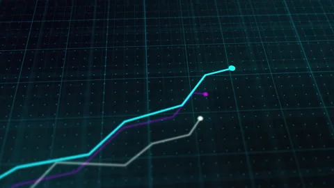 Growing line chart graph - business development competition concept Stock Footage