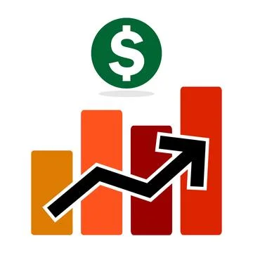Growing line graph with dollar currency symbol.  Stock Illustration