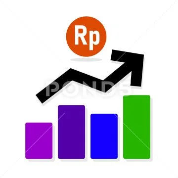 Growing line graph with Indonesian rupiah currency symbol. Illustration ...