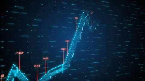 Growing linear 3d illustration graph showing positive growth and trends with  Stock Photos