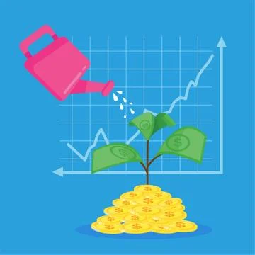 Growing money with graph Stock Illustration