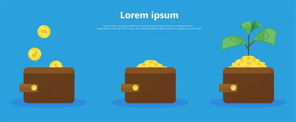 Growing money tree in wallet vector Stock Illustration