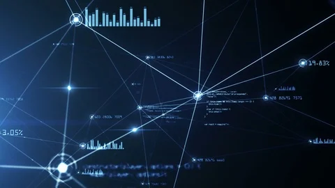Growing network and data connections. Blue color. Seamless loop. 4K Stock Footage