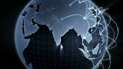 Growing network connections around the world. Global network, internet concept. Stock Footage