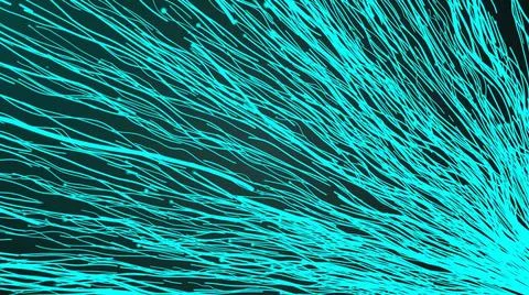 Growing network of lines and dots with long trails in space, 3d render, co... Stock Photos