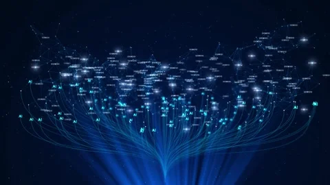 Growing Neural Network Web Connected Nodes Connections. AI, Computer Algorithms, Stock Footage 311871796