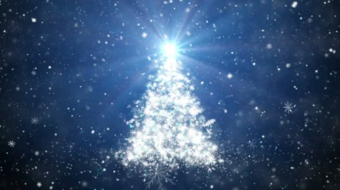 Growing New Year tree with falling snowflakes and stars - 4K Stock Footage 31924061