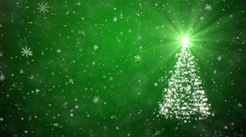Growing New Year tree with falling snowflakes and stars Stock Footage 32667770