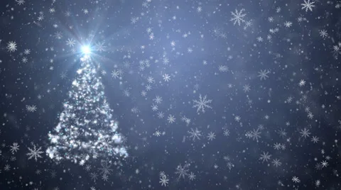 Growing New Year tree with falling snowflakes and stars Video stock 33053878
