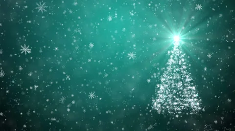 Growing New Year tree with falling snowflakes and stars Video stock 33067870