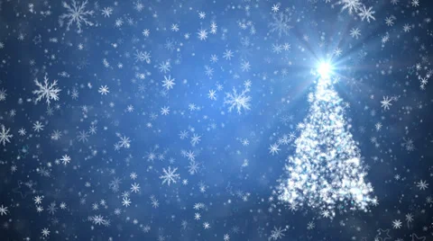 Growing New Year tree with falling snowflakes and stars Video stock 33398737