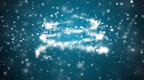 Growing New Year tree with falling snowflakes and stars Stock Footage 33693832