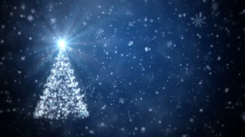 Growing New Year tree with falling snowflakes and stars Stock Footage 43443945