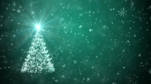 Growing New Year tree with falling snowflakes and stars Stock Footage 43889137