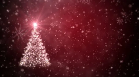 Growing New Year tree with falling snowflakes and stars Stock Footage 44332670