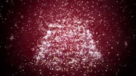 Growing New Year tree with falling snowflakes and stars Stock Footage 83057975