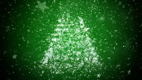 Growing New Year tree with falling snowflakes and stars Stock Footage 83651496